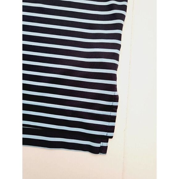 FJ Footjoy Short Sleeve Golf Polo Blue Striped Embroidered Men's Size Medium - Picture 2 of 8